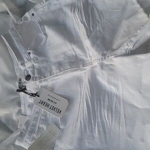 Velvet Heart Denim White High Waist Shorts.